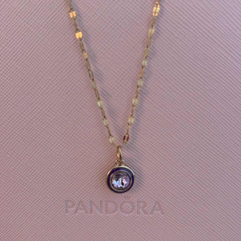 Gold Necklace with Sparkling Purple Charm